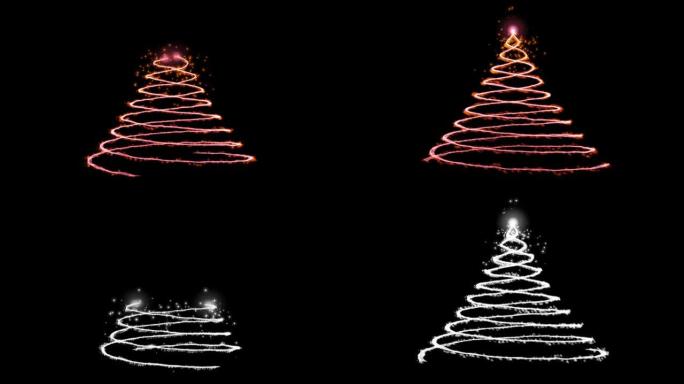 假日圣诞树由发光颗粒生长和旋转，亮度哑光附着