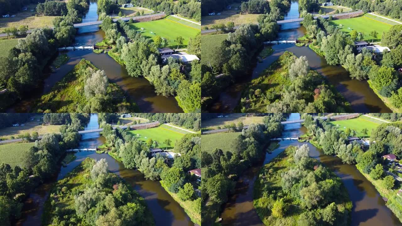 一架无人机的照片显示了波兰中部的瓦尔塔河。