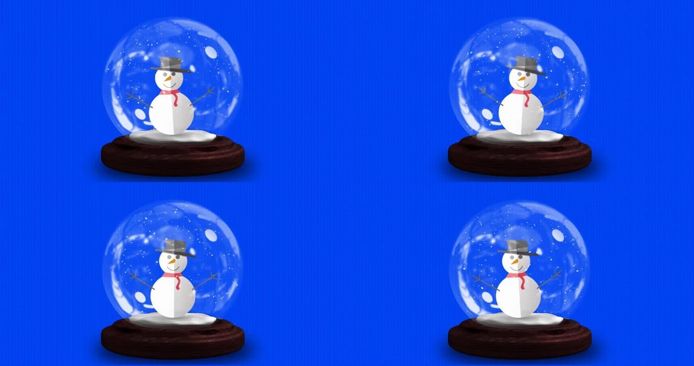 蓝色背景上的雪球动画