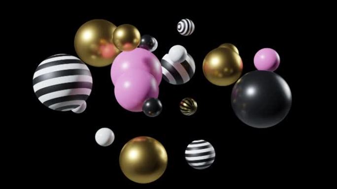 黑色背景上的抽象球体，飞球的组成，3D混合现实地球仪