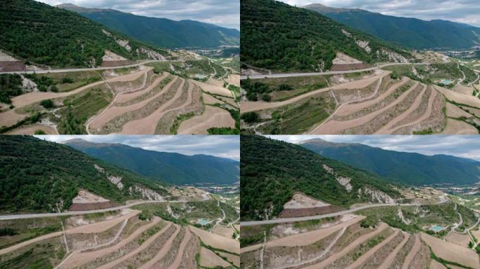 山景中的快速入门之路。穿过山间桥的高速公路。