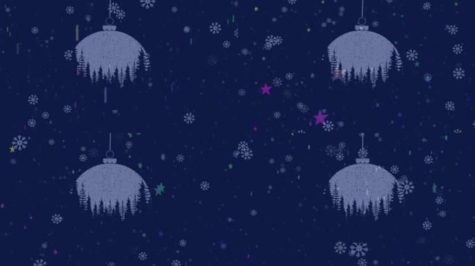 圣诞节小玩意中落在杉树上的积雪