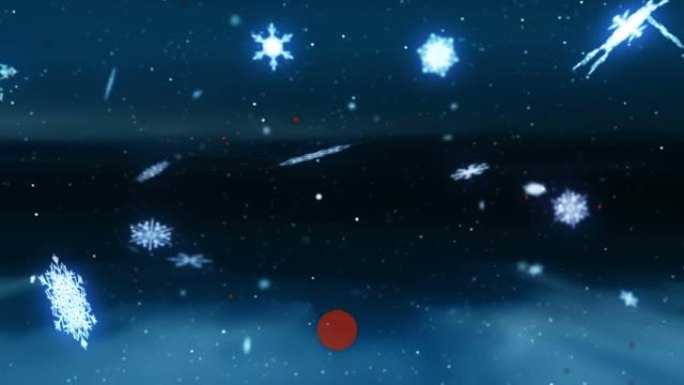 雪和星星落在黑色背景上