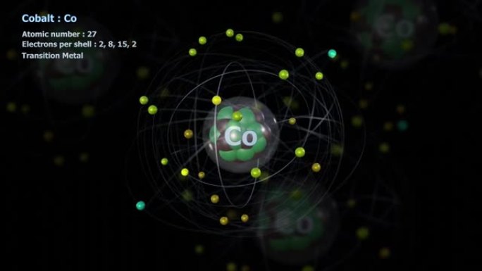 具有27个电子的钴原子与其他原子无限轨道旋转