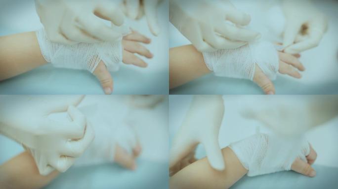 近距离拍摄护士将针头插入患者的儿童手臂并抽血进行进一步检查。4k分辨率。慢动作。