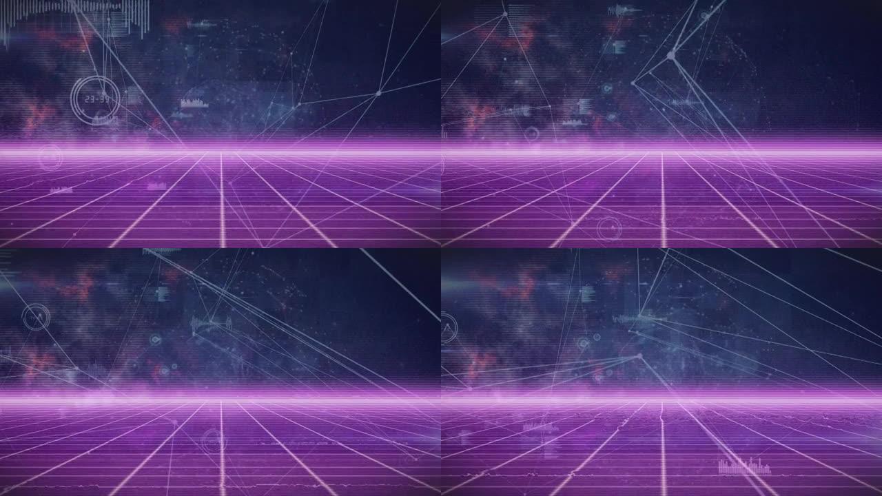 连接网络上紫色网格的动画