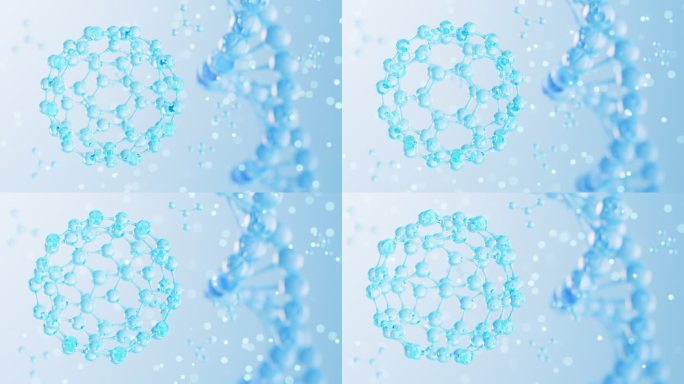 球型分子结构与旋转的DNA动画