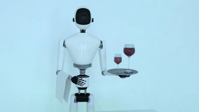 服务机器人服务酒 (3d渲染)