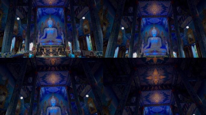 泰国北部清莱的蓝色寺庙或Wat Rong Suea Ten。