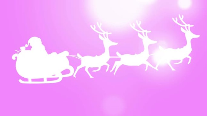 粉红色背景上的圣诞雪橇动画