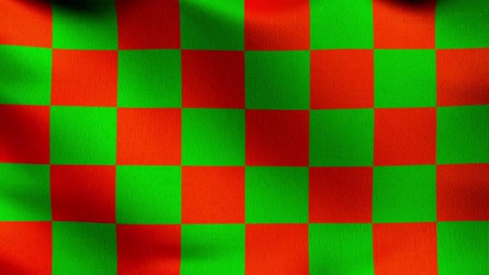 红绿格子旗迎风飘扬。波形标志的三维渲染图