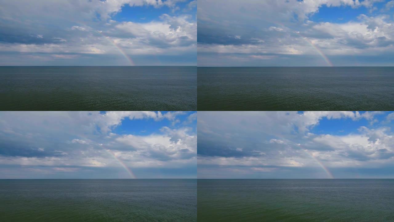 海上彩虹。无人机视图