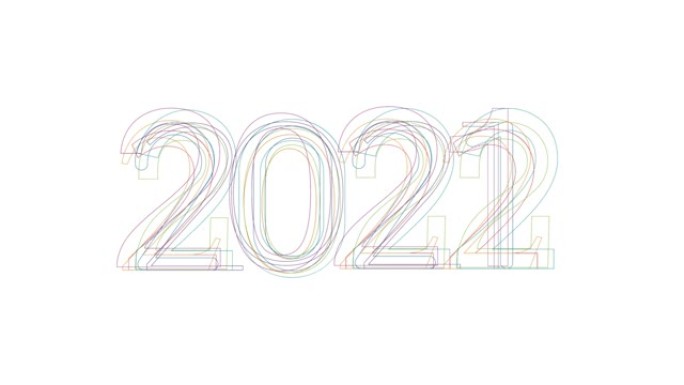 改变新年2021年2022年线性符号背景。动画插图
