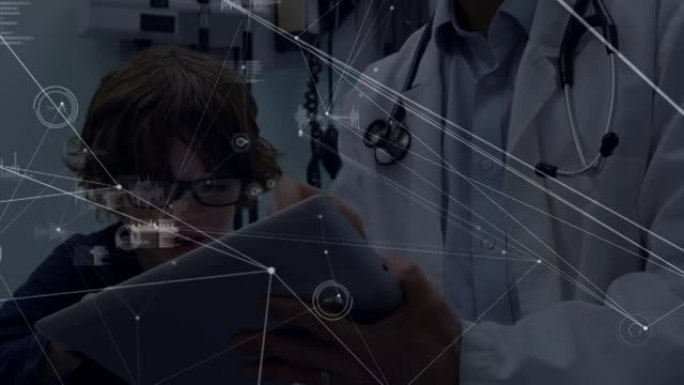 医生和病人的连接和数据处理网络动画