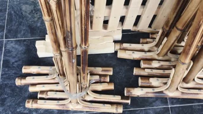 竹材料家用拖把框架清洁地板。可持续和创造性的家用设备