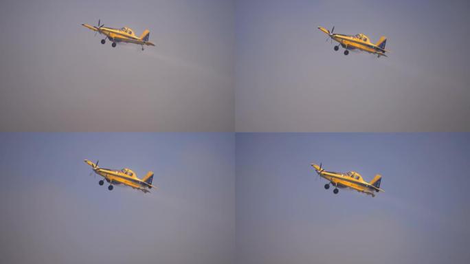 黄色空中加油机飞越野火