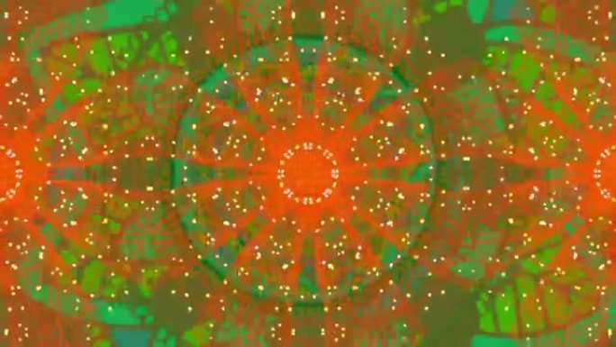 橙色和绿色旋转的曼荼罗动画