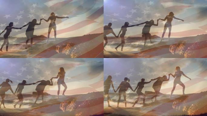 美国国旗动画的朋友有乐趣