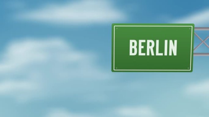 柏林首都德国的道路标志在蓝色多云的天空-股票视频
