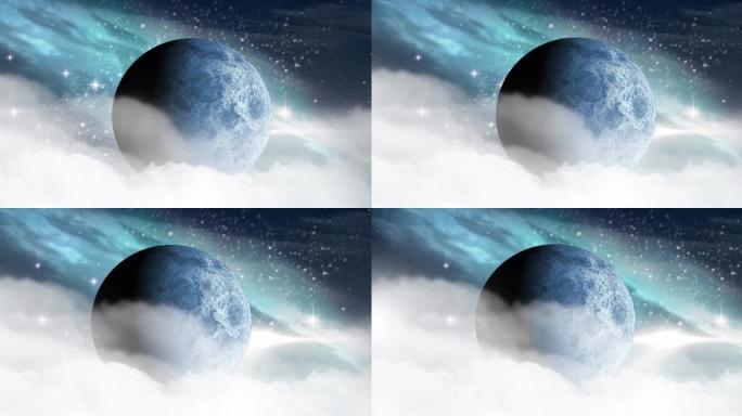 宇宙中星星和云的地球动画