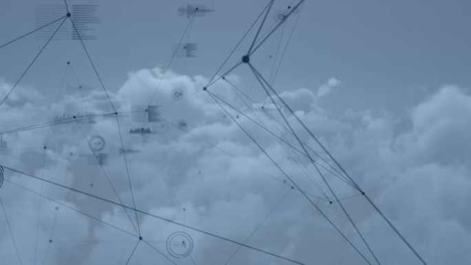背景中云上连接网络的动画