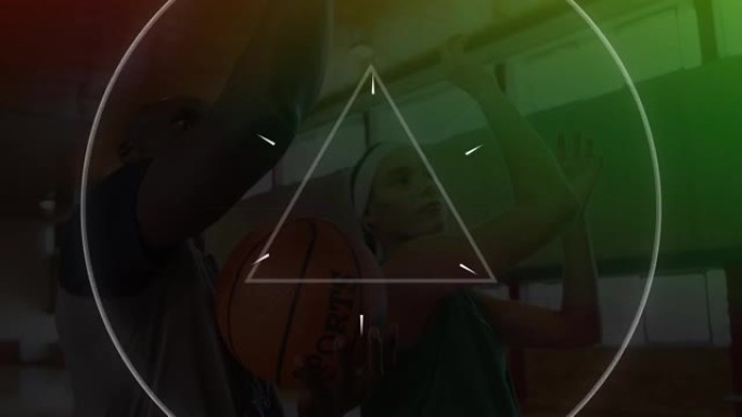 男子打篮球的三角形和圆形动画