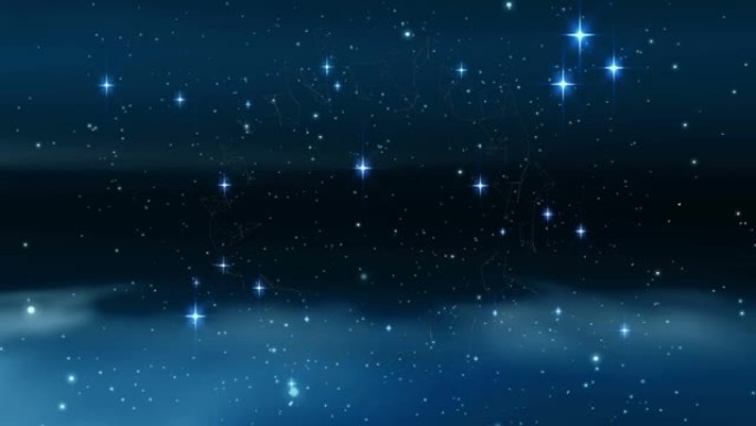 夜空上的连接和星星网络动画