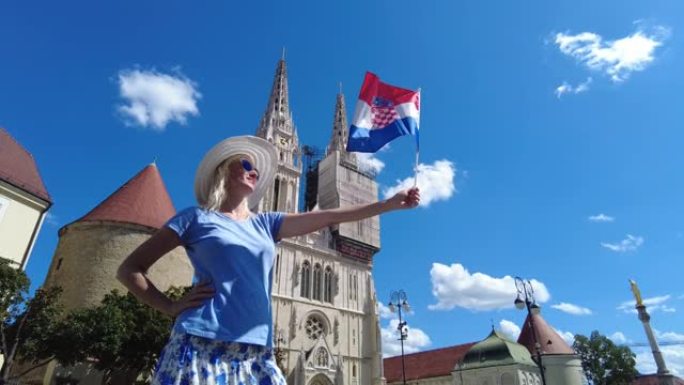 萨格勒布大教堂的克罗地亚国旗