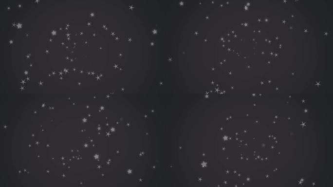 黑色背景下漂浮的多星图标的数字动画