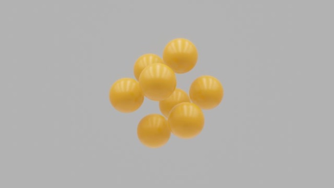 3D抽象橙色球在白色背景上旋转。创意无缝循环3D渲染运动图形对象