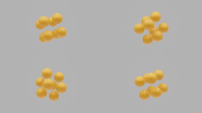 3D抽象橙色球在白色背景上旋转。创意无缝循环3D渲染运动图形对象