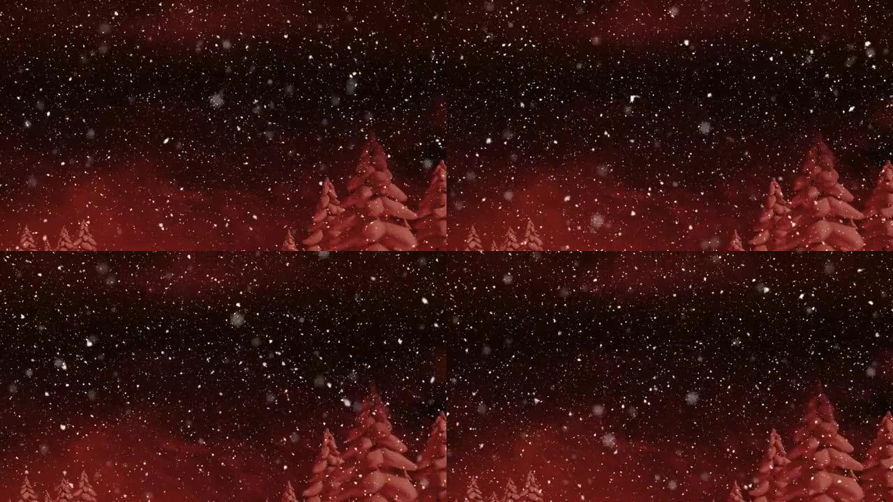圣诞节冬天的雪花飘落的动画