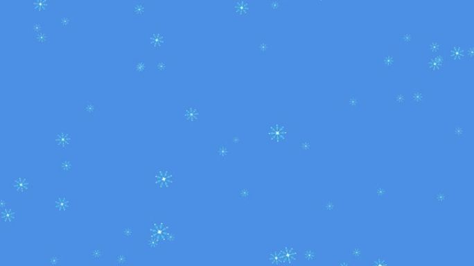 蓝色背景下掉落的多个雪花图标的数字动画