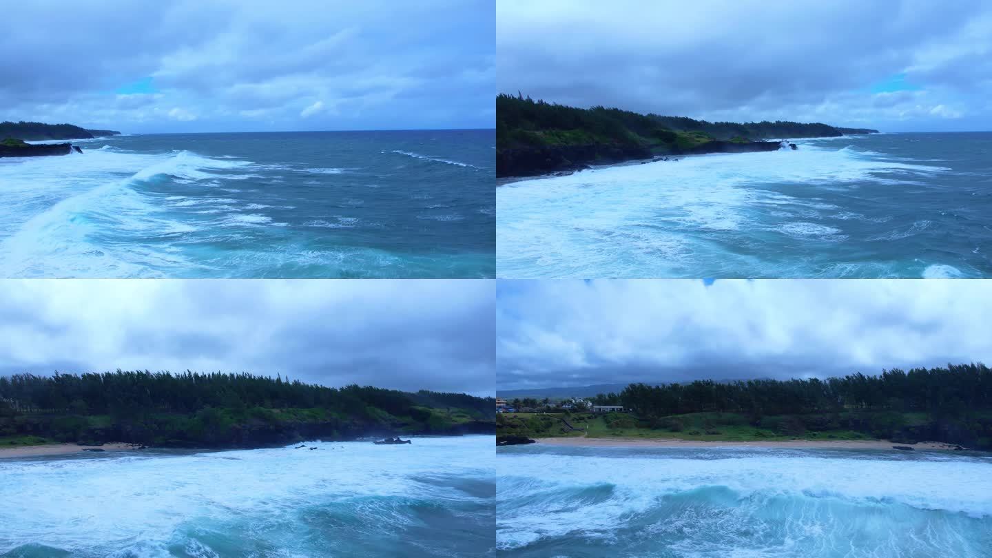 【4K航拍】壮观大海海浪后浪推前浪