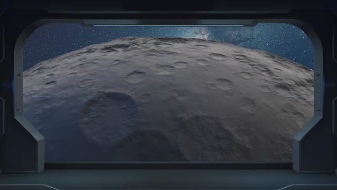 从宇宙飞船的视角看月亮和星星，3d渲染。