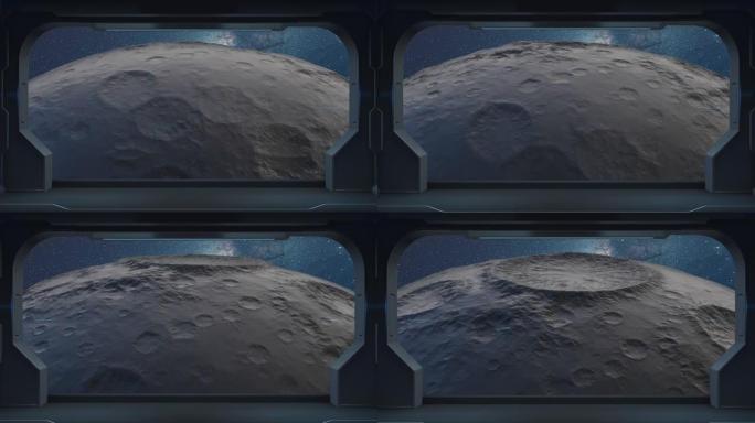 从宇宙飞船的视角看月亮和星星，3d渲染。