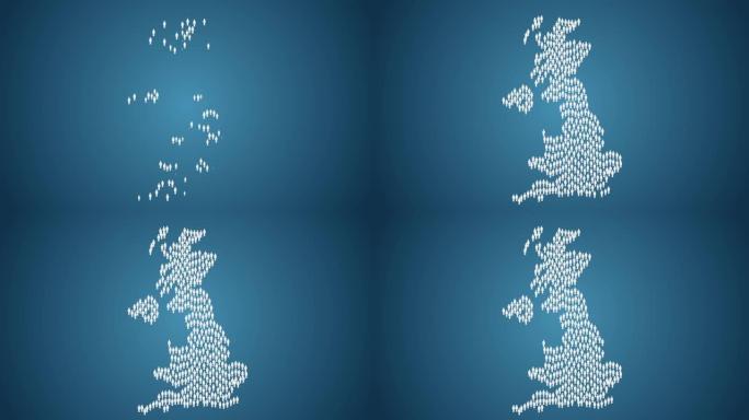 英国地图形状的人符号，人口过剩概念