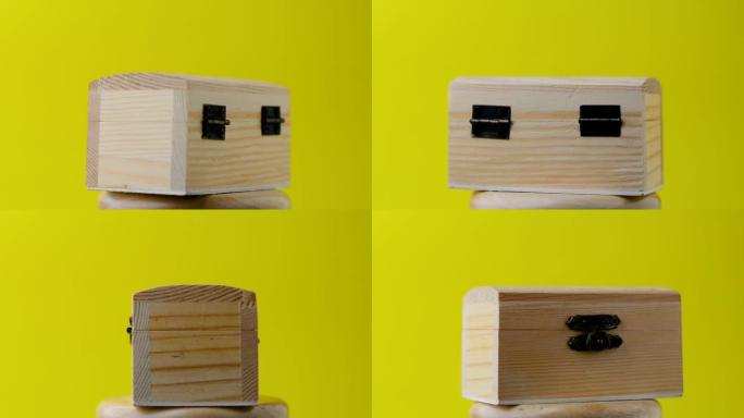 木制百宝箱将贵重物品存放在慢速旋转箱内。木箱视频