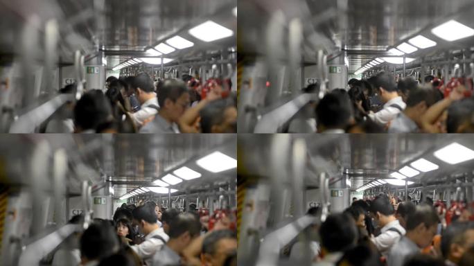 无法识别的成年亚洲人乘坐香港机场的地铁