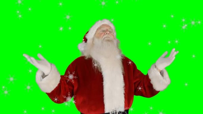 圣诞老人在绿屏背景上四处张望的动画