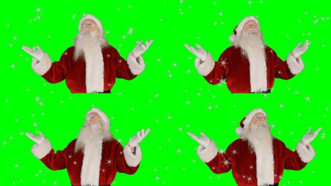 圣诞老人在绿屏背景上四处张望的动画