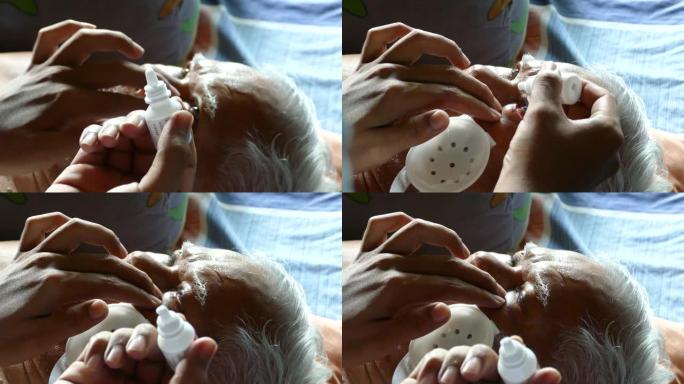 老人卧床疗养及孙辈在角膜置换手术后的消毒剂滴眼液