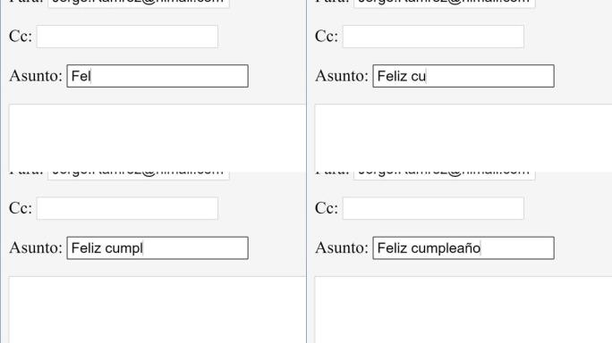 西班牙语。在在线框中输入电子邮件主题生日快乐。通过键入电子邮件主题行网站向收件人发送Bday惊喜。键