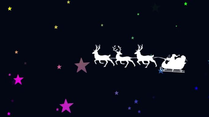 黑色背景上的圣诞老人雪橇动画