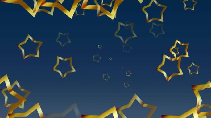 金色圣诞星星落在蓝色背景上的动画