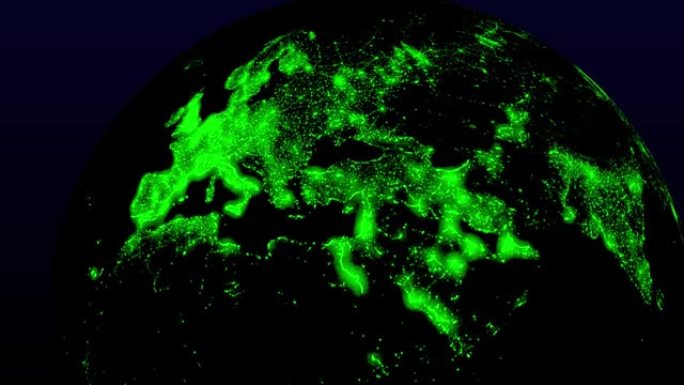 地球照明城市灯光闪烁空间3DCG运动图形