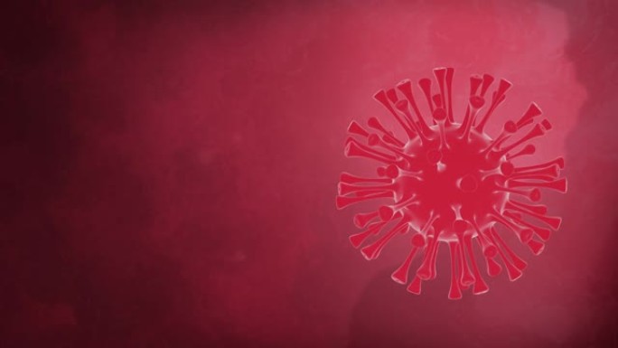 新型冠状病毒肺炎病毒粒子在红色流体背景与复制空间