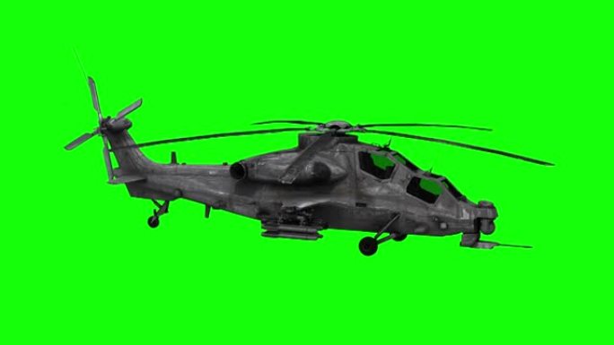 军用直升机在绿屏上飞行股票视频4k循环