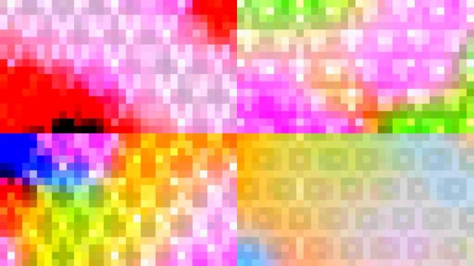 电脑生成8位效果，彩色像素背景，像素方形马赛克图案，圆形，抽象，像素立方体