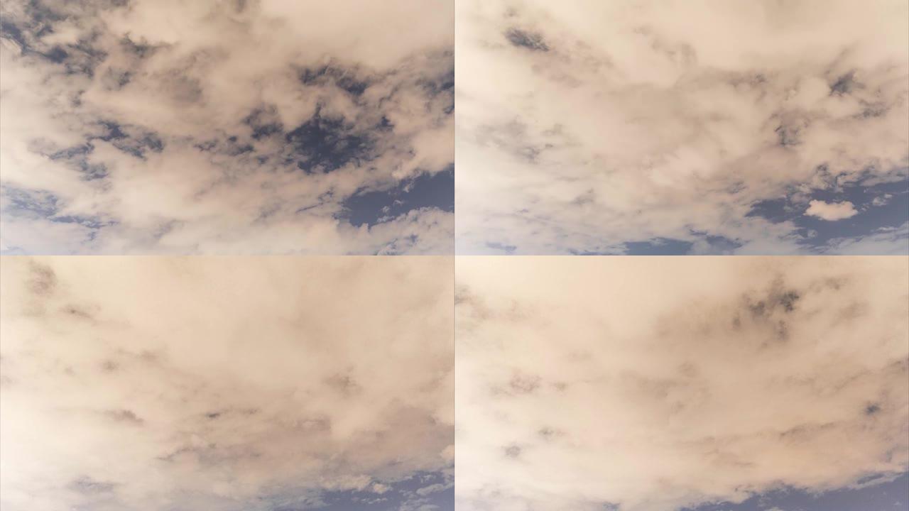 4k延时视频，棕色夜云。时间流逝。天气的背景变化的天空概念